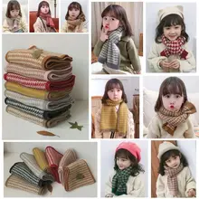 Корейский вязаный плед Лоскутная мягкая теплая Осень Зима утолщаются Дети Мальчики шали для девочек Обертывания шарфы шерсть вязаный