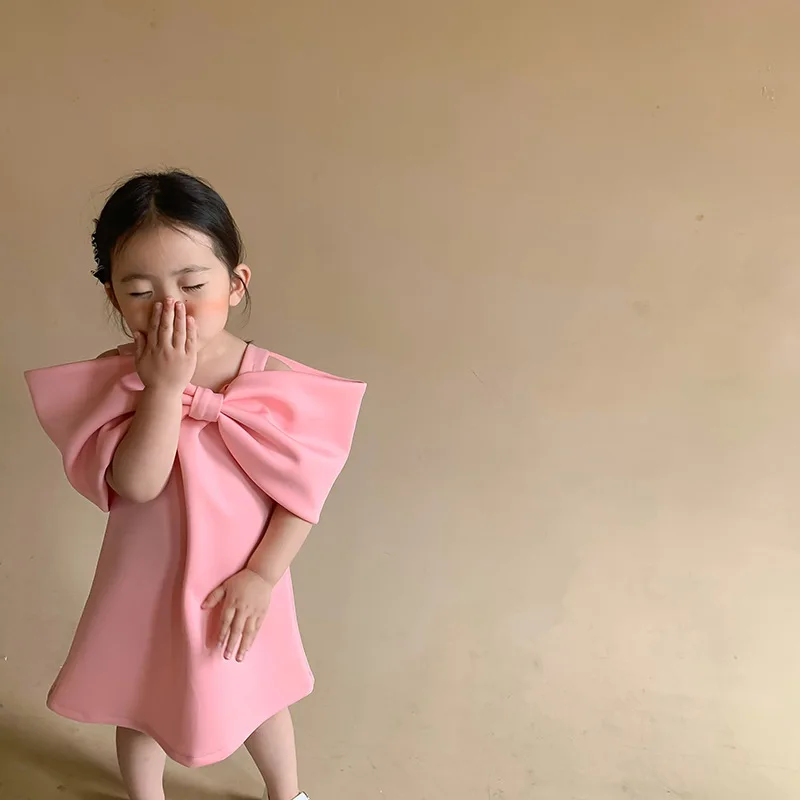 Girls Dress Princess Costume Kids Clothes Summer Dresses For Girls Children Clothing Bow Suspender Dress Summer New Girls Air Cotton Princess Dress Children 1-7Y