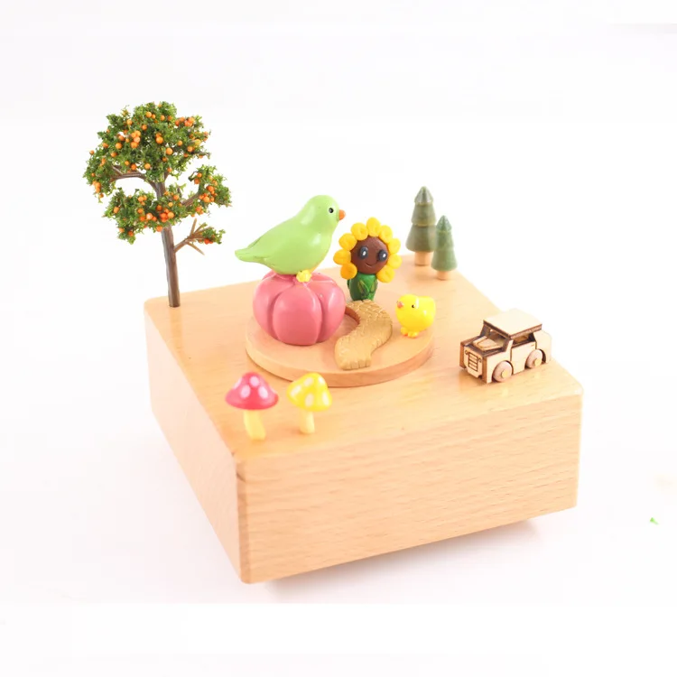 Креативная музыкальная шкатулка DIY из цельного дерева, пазл, аксессуары для дома и автомобиля, интерьер, подарок на год, день рождения для детей