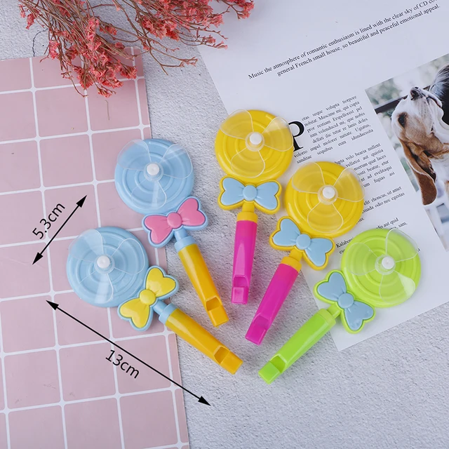 5Pcs Baby Kids Windmill Toy Lollipop Shape Small Windmill Whistle Developmental Outdoor Handle Toys Pinwheel Wind Spinner 1