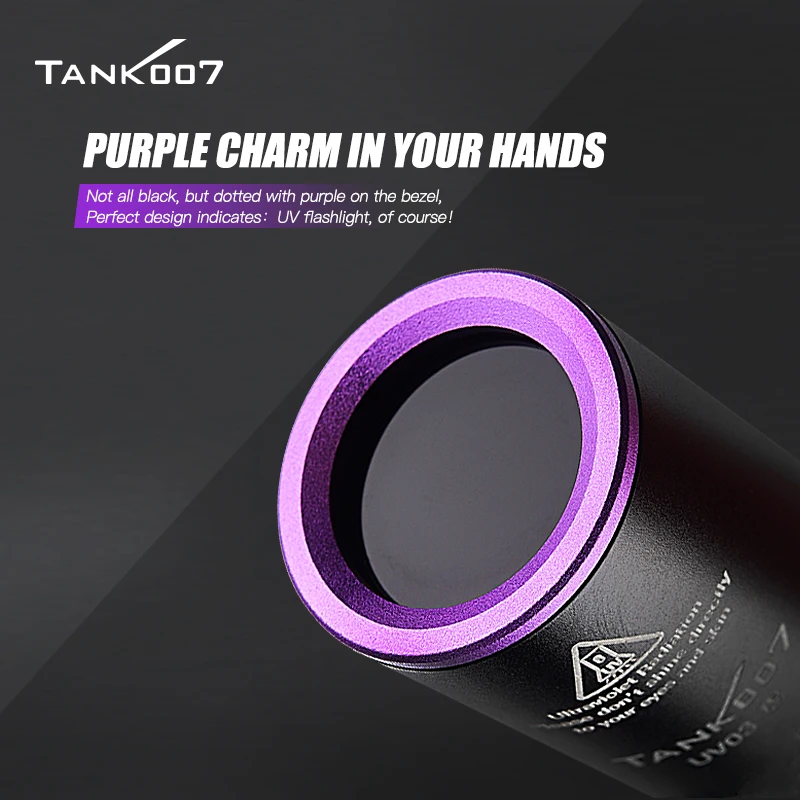 TANK007 UV03 High Power UV 365nm LED Flashlight NDT EDC Portable Blacklight Powerful Torch Detector for Dog Urine Pet Stains UV Flashlight