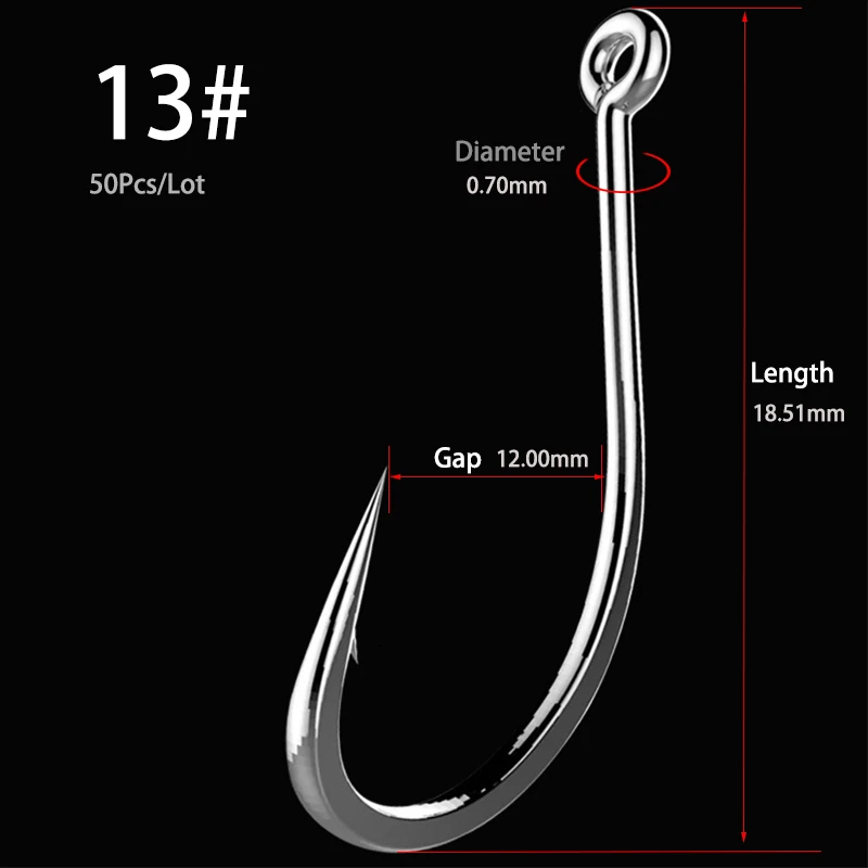 Fish Hook-006-13 50 шт. крючки для ловли карпа 2#-22# Высокоуглеродистая сталь рыболовный крючок джиг большая колючая серия в нахлыстом рыболовные Крючки Червь пруд рыболовные аксессуары - Цвет: Fish Hook-006-13