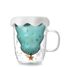 Рождественская елка форма стеклянная Питьевая кофейная чашка молоко кружка высокое боросиликатное 250 мл