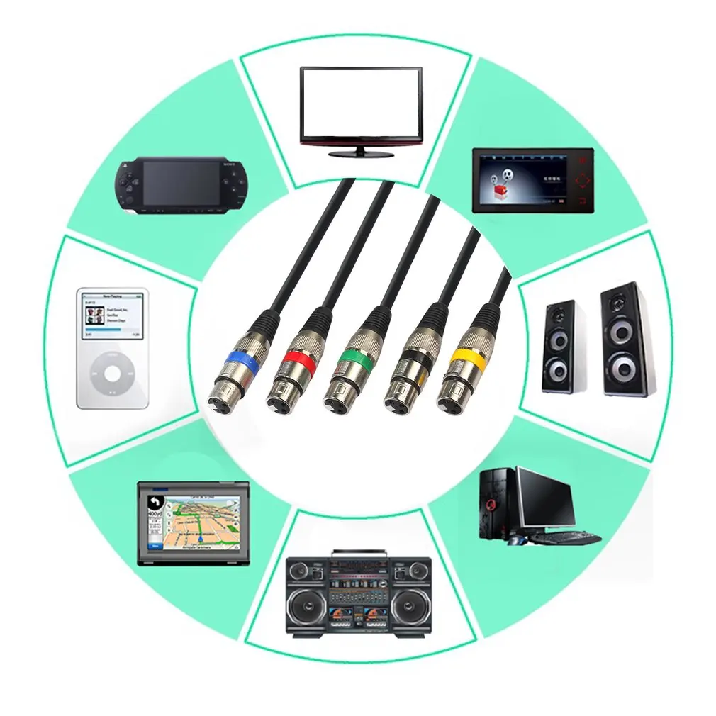 5 шт. для кабеля Bochara Xlr Male-Female M/F 3Pin Jack фольга+ с защитной обмоткой из меди для миксера микрофона Плетеный аудиокабель