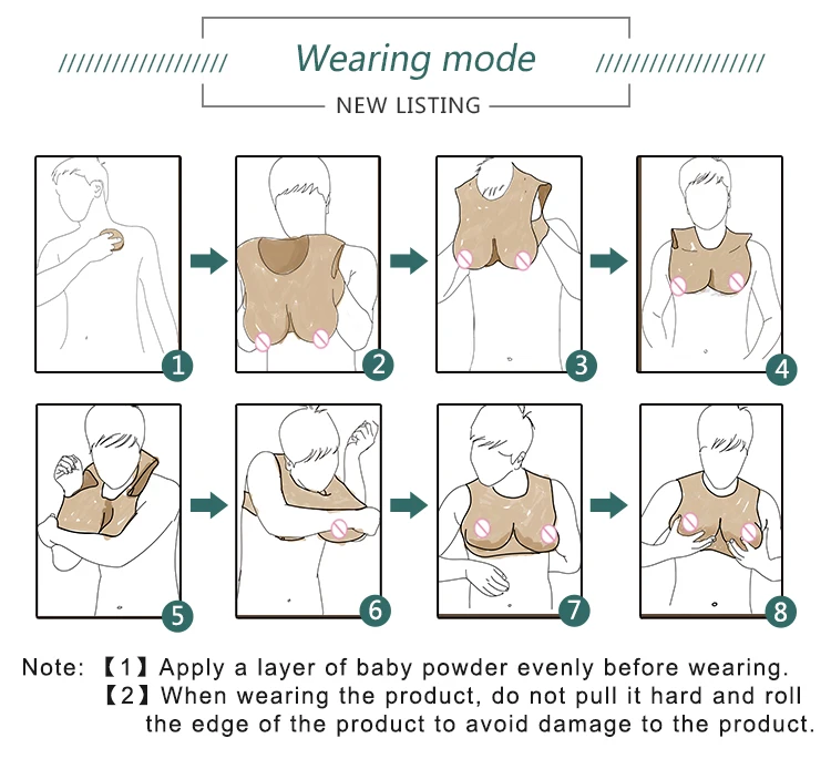 Eyung Breast Form Silicone Fake Breast Boobs Tit Realistic Silicone Breast Plate Chest for Crossdresser Sissy Transvestite Cosplay (9)