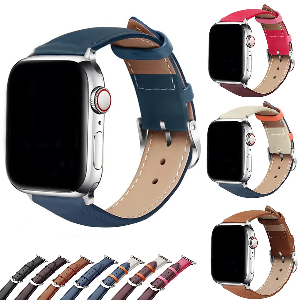 Ремешок кожаный для Apple watch 6/Se/5 Series 38 мм 42 сменный Браслет Table 5 40 44 iwatch 4/3/2/1|Ремешки