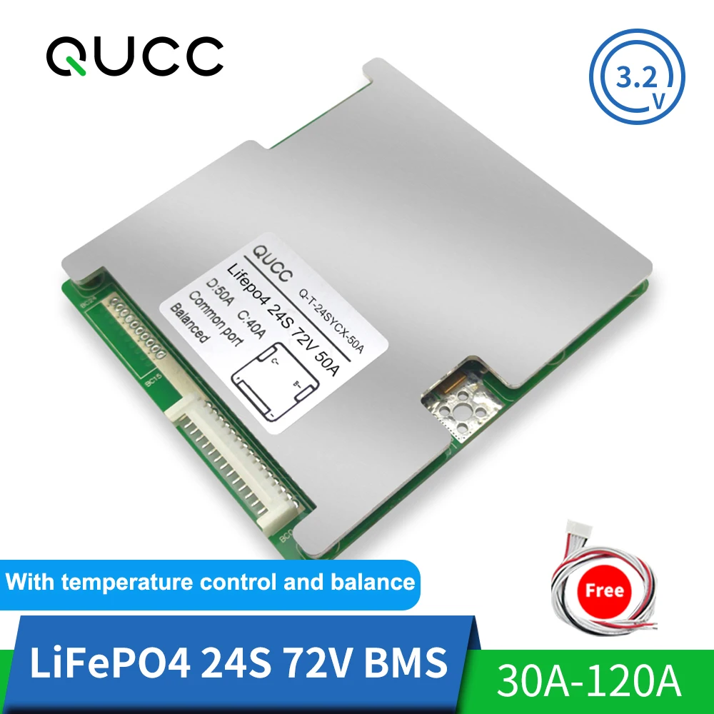 Плата защиты литиевой батареи Lifepo4 18650 BMS 72 в 24S 30A 40A 50A 60A 80A 100A 120A плата PCB эквалайзер светодиодный светодиодным