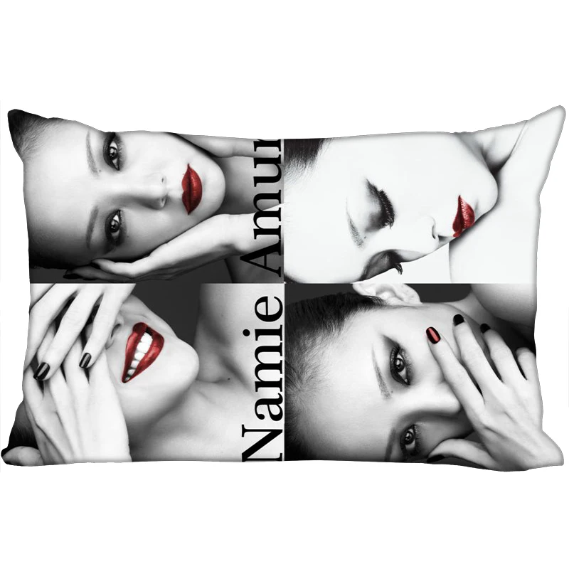 New Custom Namie Amuro Printing pillowcover Two sides Standard Satin Silk Soft Rectangle Pillowcases zipper More size - Цвет: 1