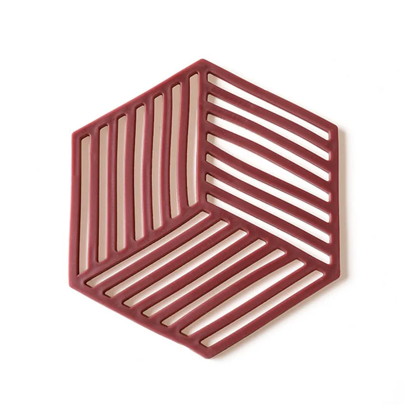 Шестигранная форма термостойкая домашняя пустотелая Подставка под горячее анти-горячий коврик - Цвет: Красный