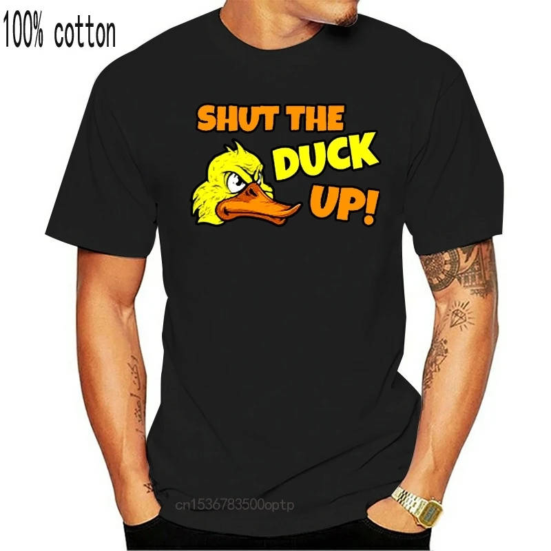Мужская черная футболка Shut The Duck Up модная Классическая |