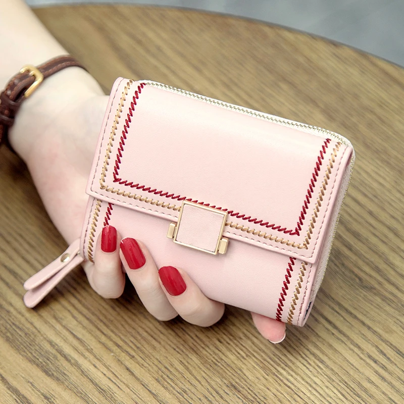 Новинка, Европейский и американский стиль, маленький кошелек, короткий, женский, кожа, много карт, посылка, для карт, женский кожаный кошелек, кошелек
