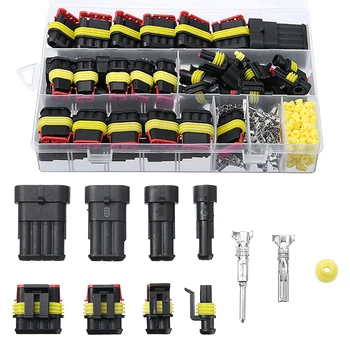 

26pcs/box Electrical Wire Connector 1/2/3/4 Pins IP68 Waterproof Car Wire Cable Plug Connectors 12A Crimp Terminal Car Fuse Kits