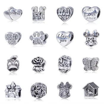 

Vintage big hole House Mickey Cartoon Charm Beads Fit Pandora Bangles&Bracelets for Women DIY Making Ethnic Jewelry