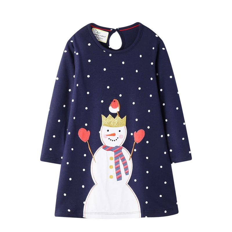 

Unicorn Embroidered Princess Dress Christmas Tree Children's Dress Cute Deer Christmas Snowman Series Children's Dress