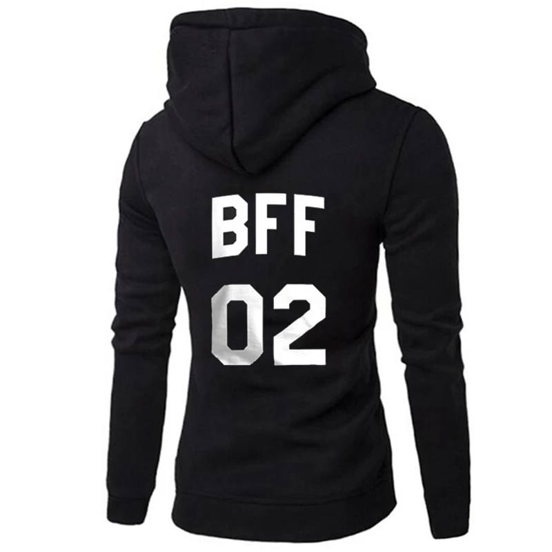 Bff 01 02 толстовка с буквенным принтом лучший друг Толстовка для женщин с длинным рукавом Толстовка с капюшоном Harajuku пуловер