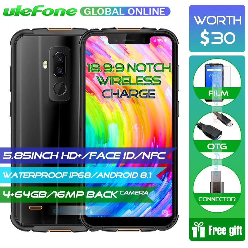 Ulefone Armor 5 IP68 Водонепроницаемый NFC 85 &quotHD + мобильный телефон MT6763 Otca-core Android 8 1 4 Гб 64