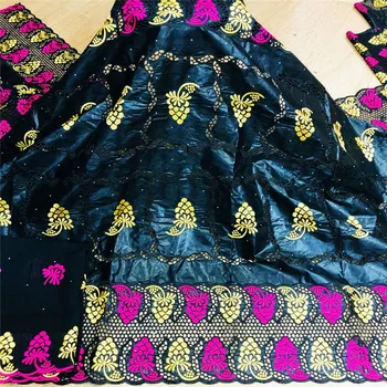 

bazin brode in black color beaded bazin riche fabric 2020 new arrival bazin riche with tulle blouse for dress H19-11