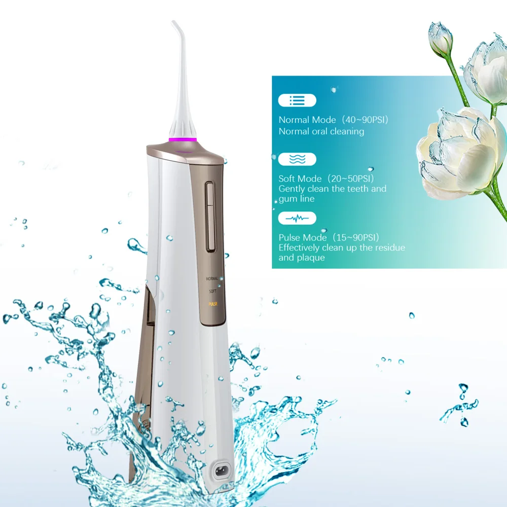 

Portable Oral Irrigator Dental Water Jet Flosser For Teeth Cleaning Power Water Pick Floss 3 Colors 145ml Water Tank 3 Nozzles