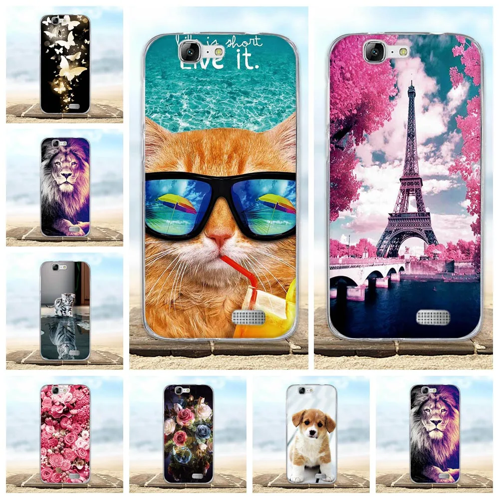 

For Huawei Ascend G7 C199 Case Soft Ultra Thin Silicone TPU Back Cover 3D Cute Pattern Bag For Huawei G7 G7-L01 C199 Phone Cases