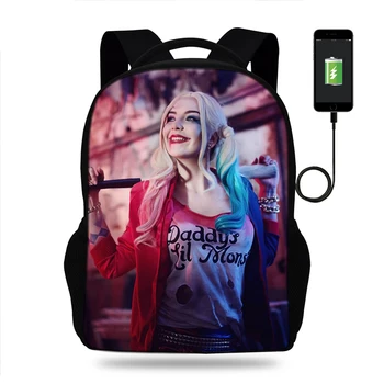 

Harley Quinn Print Multifunction Backpack USB Charging School Bags for Teens Women Men Laptop Backpack Travel Bags