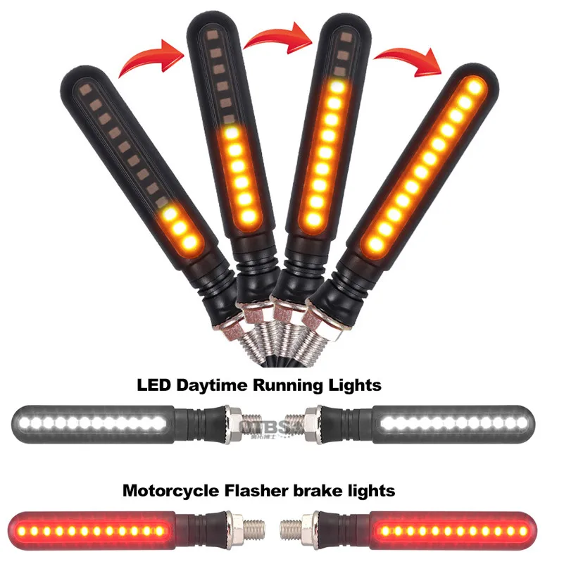 Светодиодный Сигналы поворота для мотоцикла хвост светильник Moto мигалка индикаторы свет лампы светодиодный мини проблесковый маячок мигающий задний светильник DRL сигнала светильник s - Цвет: 4pcs