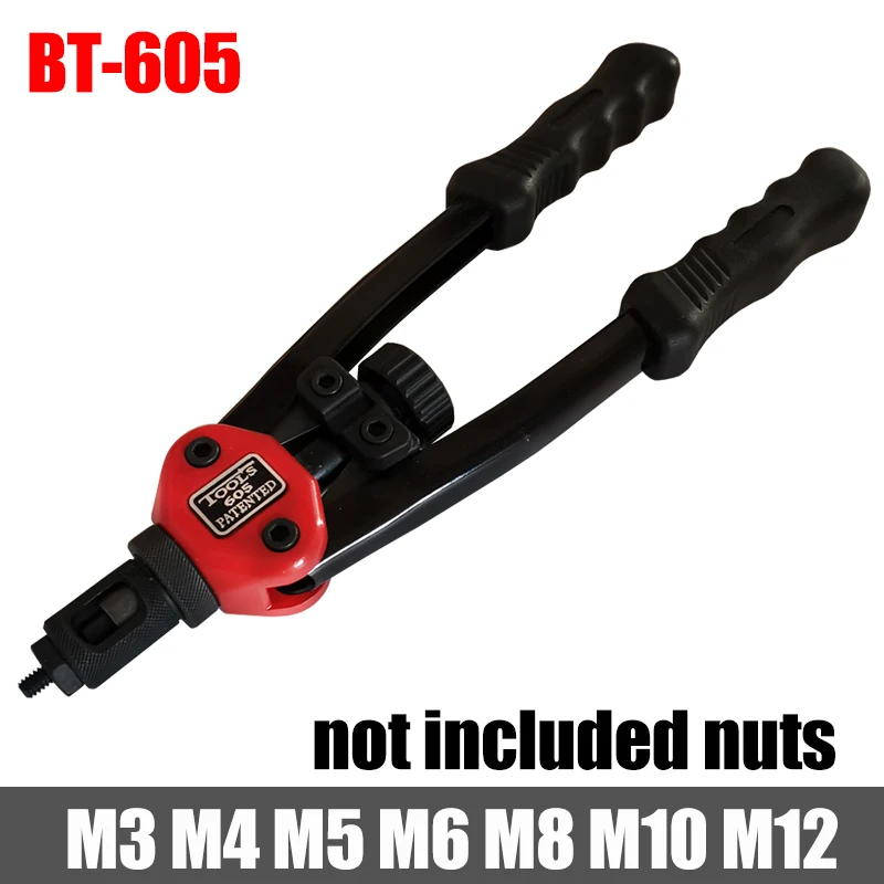 BT-605(M3-M12) Ручной заклепки пистолет 605 606 607 610 вставка ручной клепальный молоток с резьбой клепки Rivnut инструмент для гайки M3 M4 m5 m6 m8 m10 m12 - Цвет: BT-605(M3-M12)