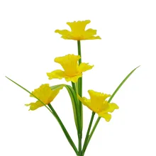 Светодиодный светильник с искусственным цветком на солнечных батареях, 4 головки, в форме нарциссов, светодиодный декоративный садовый светильник