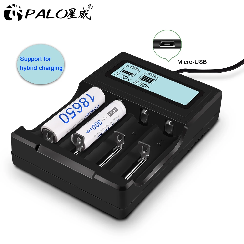 PALO 3,7 V 18650 зарядное устройство литий-ионная батарея USB независимая зарядка портативная электронная сигарета 18350 16340 14500 зарядное устройство