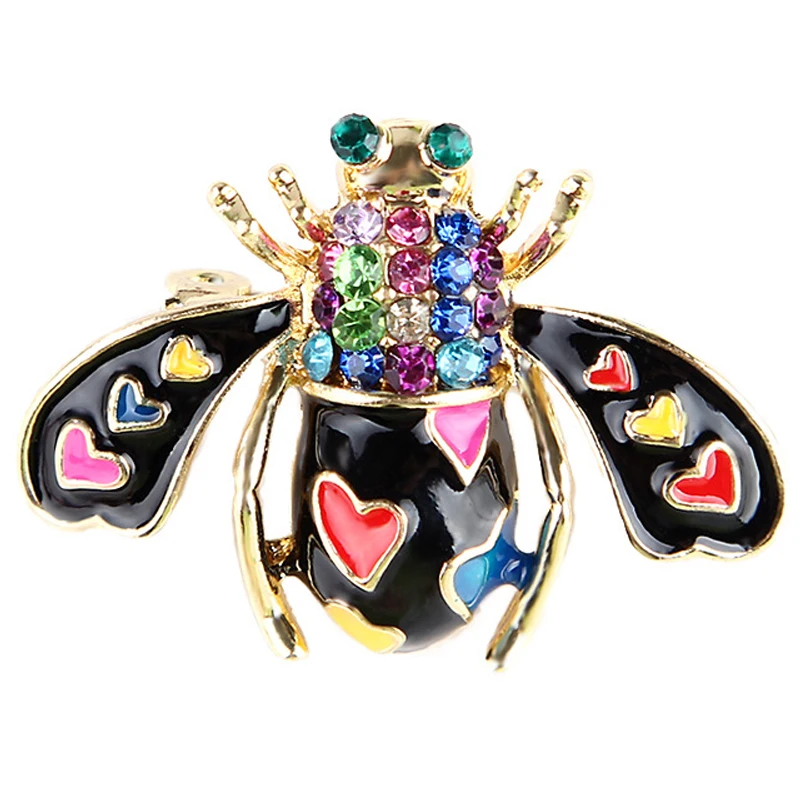 Женская эмалированная брошь в виде пчелы с разноцветными кристаллами роскошная