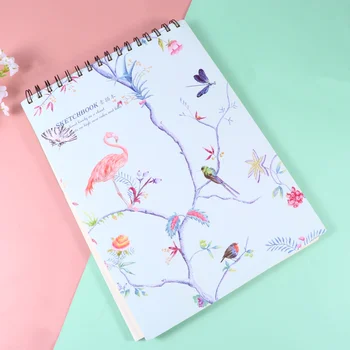 

2pcs A4 Sketch Book Delicate Spiral Notebook Art Drawing Paper Painting Graffiti Flamingos Pattern Sketchbook (Random Pattern)