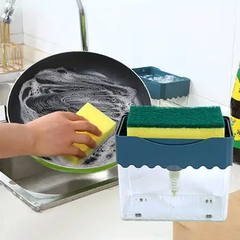 

Kitchen Soap Dispenser With Sponge Holder Plastic Dishwashing Liquid Detergent Container Box Sponge Rack Distributeur
