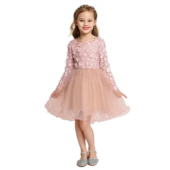 

MUABABY Girls Summer Tutu Dress Long Sleeve Petal Tulle Casual Clothes Children Elegant Birthday Party Dresses Kids Vestido 2-8T