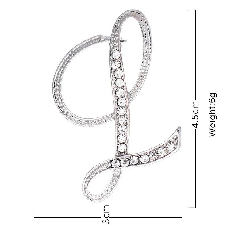 Новая Мода серебряного цвета со стразами значки на булавке A-Z 26 Английских Букв Броши индивидуальная одежда аксессуары подарки 1 шт