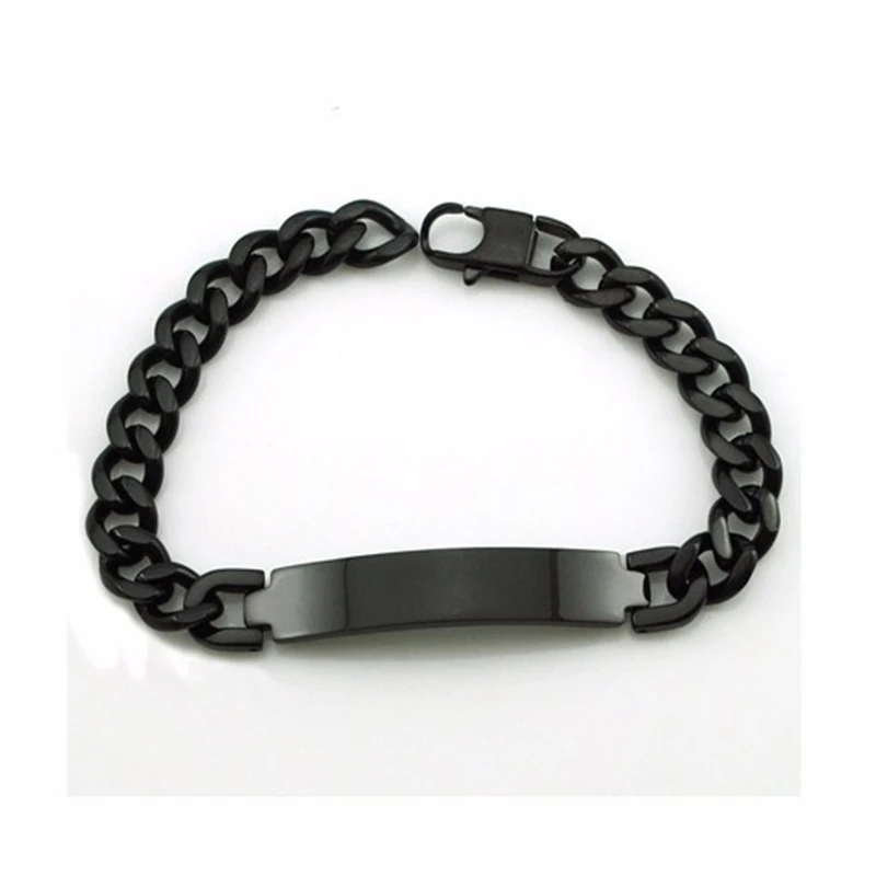 Пользовательские черные гнущиеся браслеты мужские из нержавеющей стали модные именные таблички очаровательные цепи браслеты Цепочка на руку подарки для мужчин