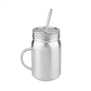 

700ML Jar Stainless Steel Cup Beverage Mug with Lid Straw Insulated Mug Single Jar Drink Water Jars Cup