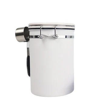 

Kitchen Stainless Steel Beans One Way Sealing Smell Proof Container Storage Tea Sugar Can With Spoon Coffee Canister