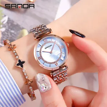 

SANDA Super Slim Rose gold Stainless Steel Watches Women Top Brand Luxury Casual Clock Ladies Wrist Watch Relogio Feminino