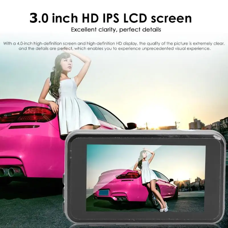 3-дюймовый Видеорегистраторы для автомобилей FHD 1080P Автомобильный видеорегистратор Двойной объектив g-сенсор Dashbaord Камера видеокамера круговой непрерывного Запись Функция