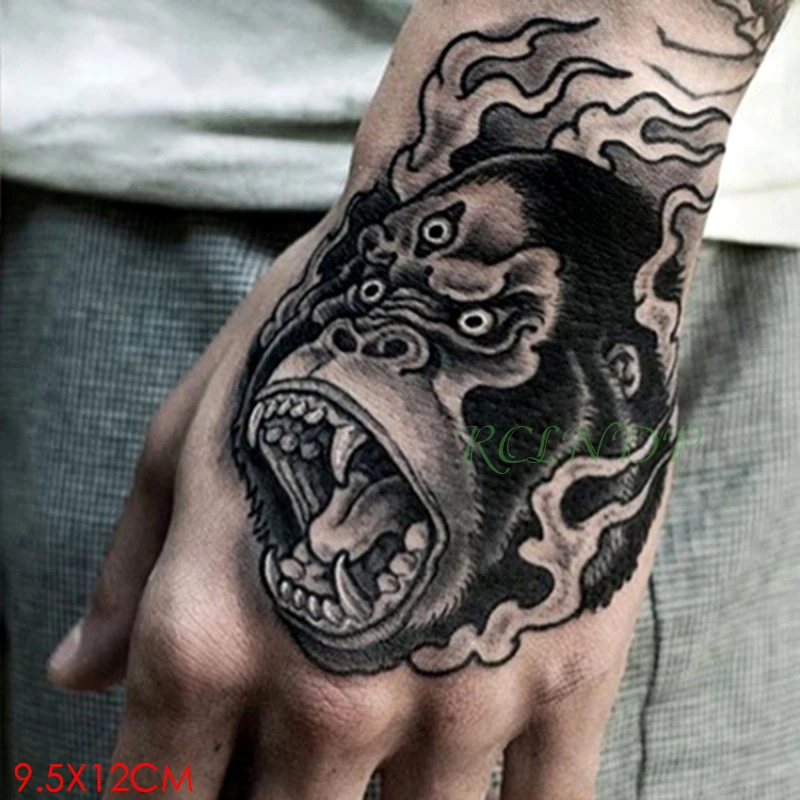 Waterproof Temporary Tattoo Sticker Angry Orangutan Monkey Fake Tatto Flash Tatoo Back of Hand Foot Tatouage for Girl Women Men | Красота и