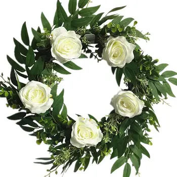 

Flower Wreath Artificial Rose Flower Door Wreath Hanging Wreath Round Wreath for The Front Door Wedding Home Decor