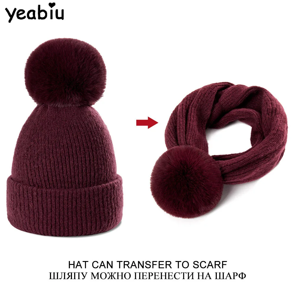 YEABIU, модные зимние женские головные уборы двойного назначения, хлопковая вязаная шапка для девочек, шапки s, теплые женские шапки, шапка s, толстая женская шапка s для женщин