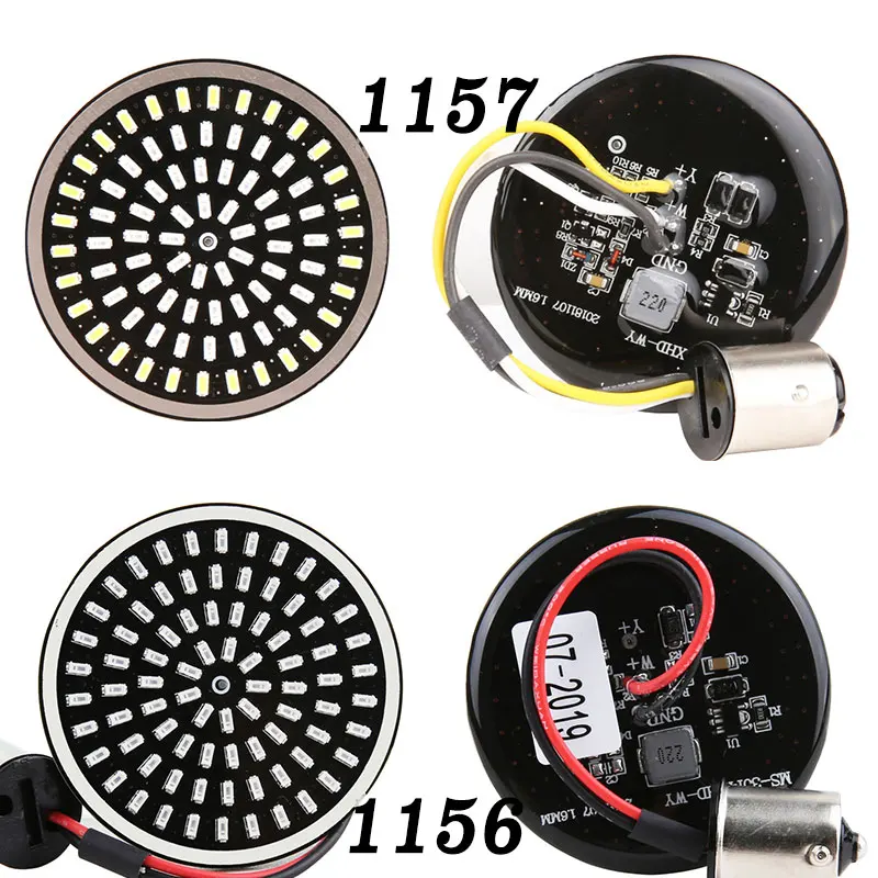 

2" Front 1157 & Rear 1156 LED Turn Signal Inserts Bullet-style Lens Smoke Cover Case For Motorcycle Sportster Touring Dyna FLSTF