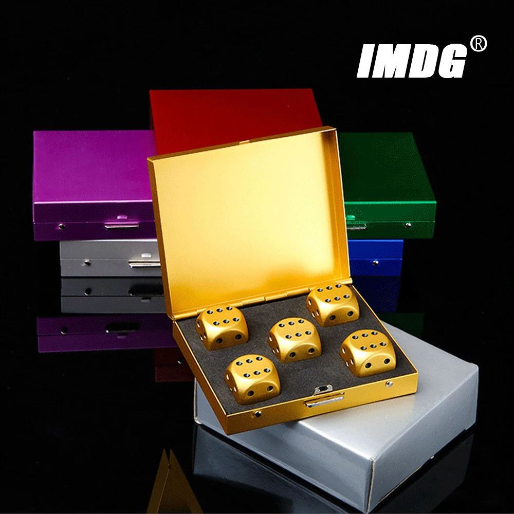 Game Dice Dice Set Colorful Aluminum Alloy Metal Dice Square Box 16mm Round Corner 5pcs/pack