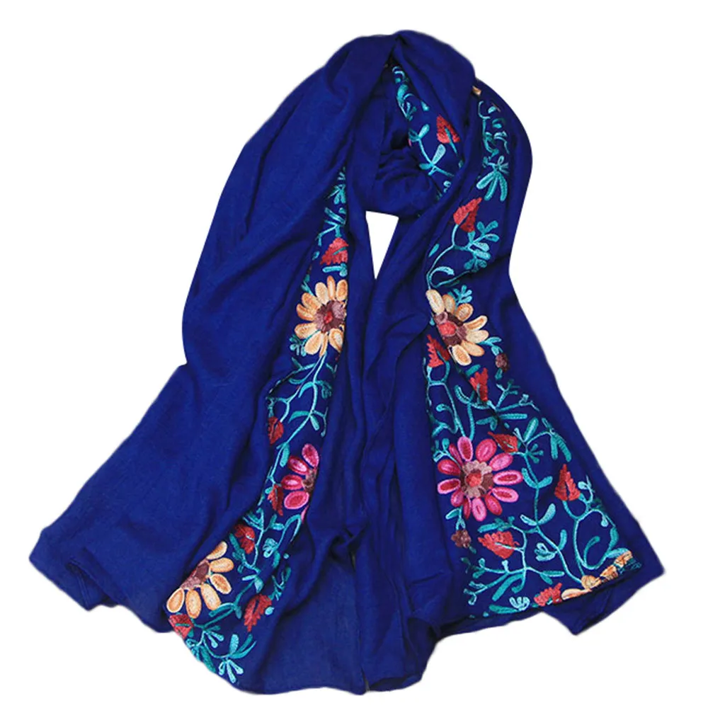 Fashion Warm Large Shawls Scarf For Ladies Women Fashion Cotton Pearl Oversized Embroidery Shawl Headband Pashmina#O21