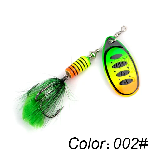 FTK 1pc Spinner Bait 7.5g 12g 17.5g Hard Spoon Bass Lures Metal Fishing Lure With Feather Treble Hooks For Pike Fishing 002