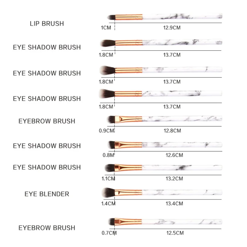 B 15 шт мраморная Кисть для макияжа для Косметической Пудры основа, тени для век, губы набор кисточек для макияжа инструмент для красоты
