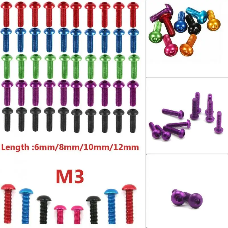 

10pcs M3 x 6mm / M3 x 8mm / M3 x 10mm/M3 x 12mm Aluminum Alloy Button Head Screws Bolts SocketFor Model Aircraft Car.