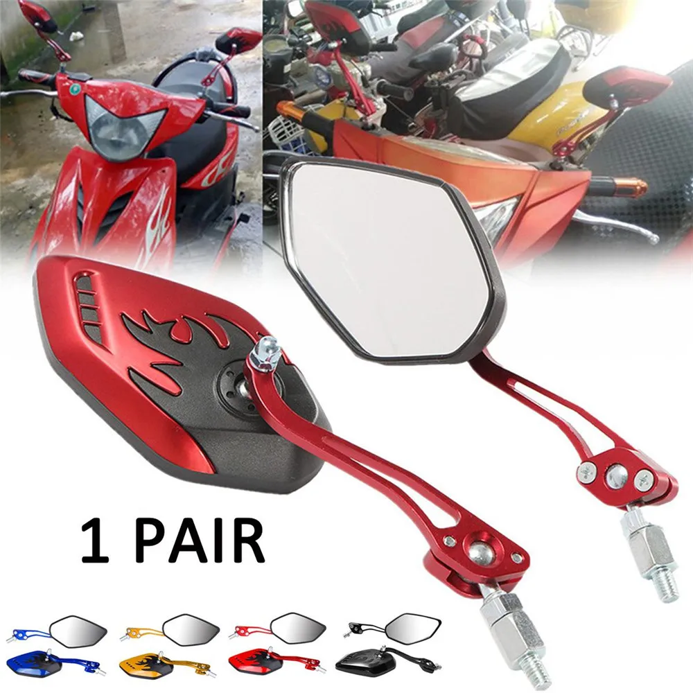 1Pair 10mm Universal Motorcycle Bike Safe Rearview Side Mirrors Aluminium Alloy 