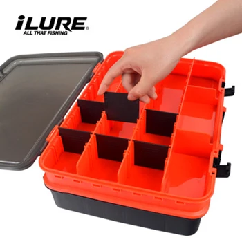 

ILURE Fishing Bait Tackle Box Muti Compartments Plastic Storage Case Double Layer 36 * 25 * 12cm Large Box