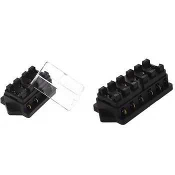 

2x Universal Car Truck Vehicle 4 / 6 Way Circuit Automotive Middle-Sized Blade Fuse Box Block Holder Black
